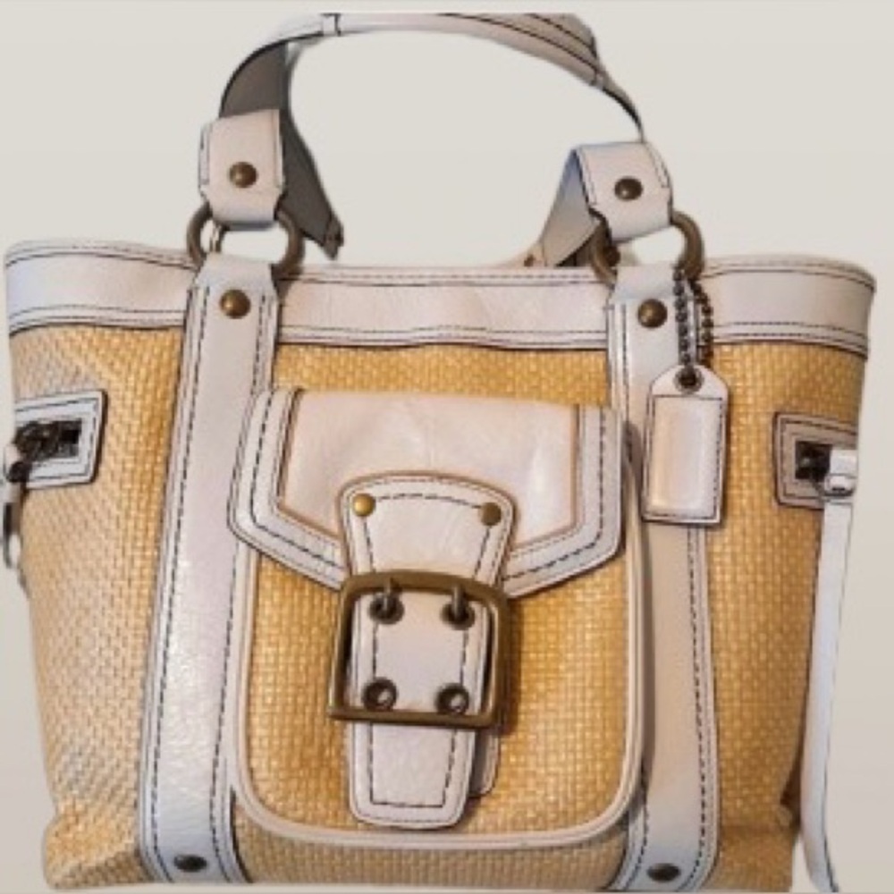 Coach Legacy Straw and Leather Tote